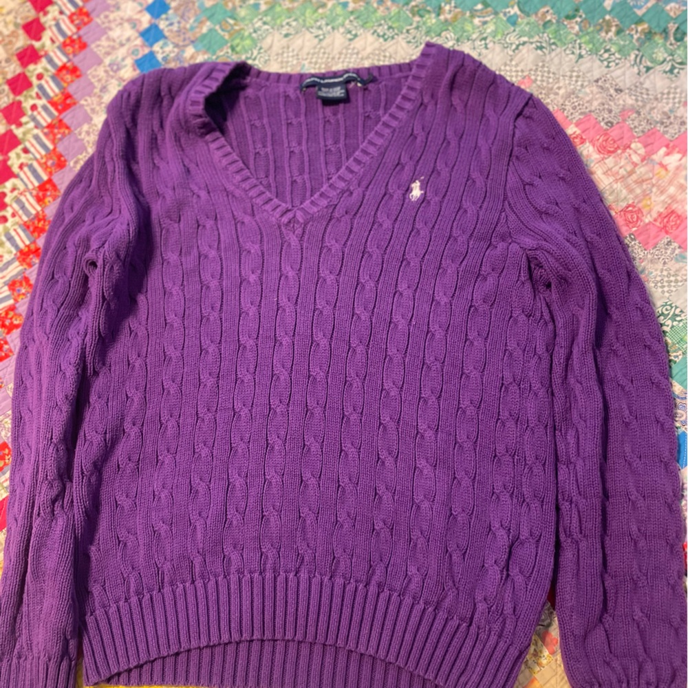 Purple Cable Knit Sweater